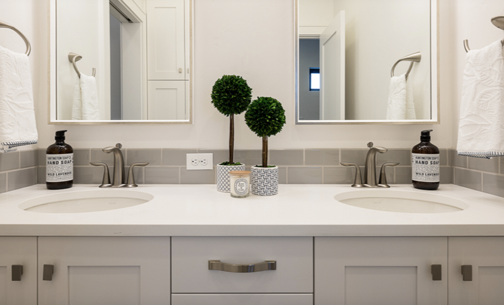 Greyloch Double Bathroom Vanity – White Cabinets double bathroom vanity with white cabinets and framed mirrors
