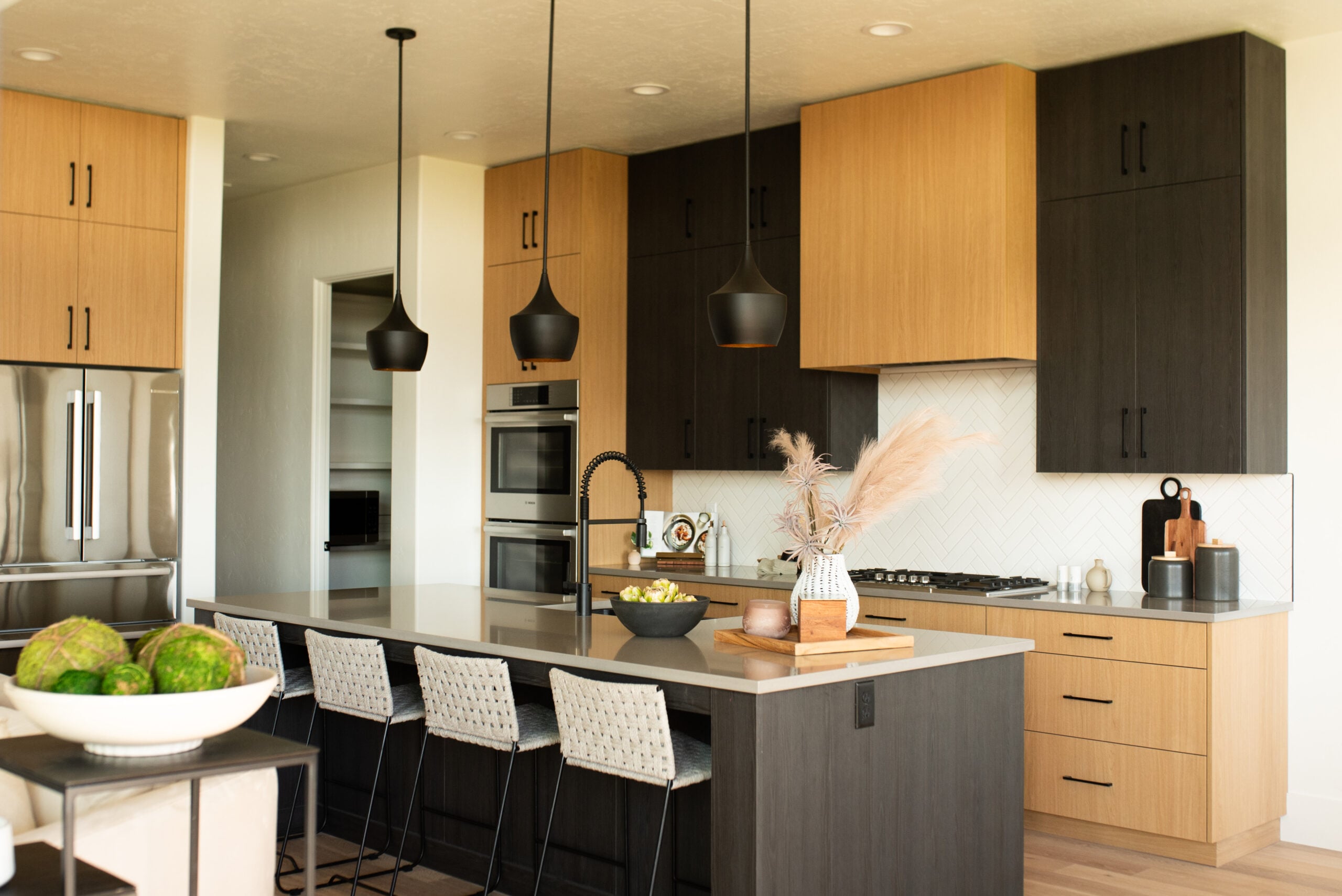 custom wood cabinets in commercial breakroom